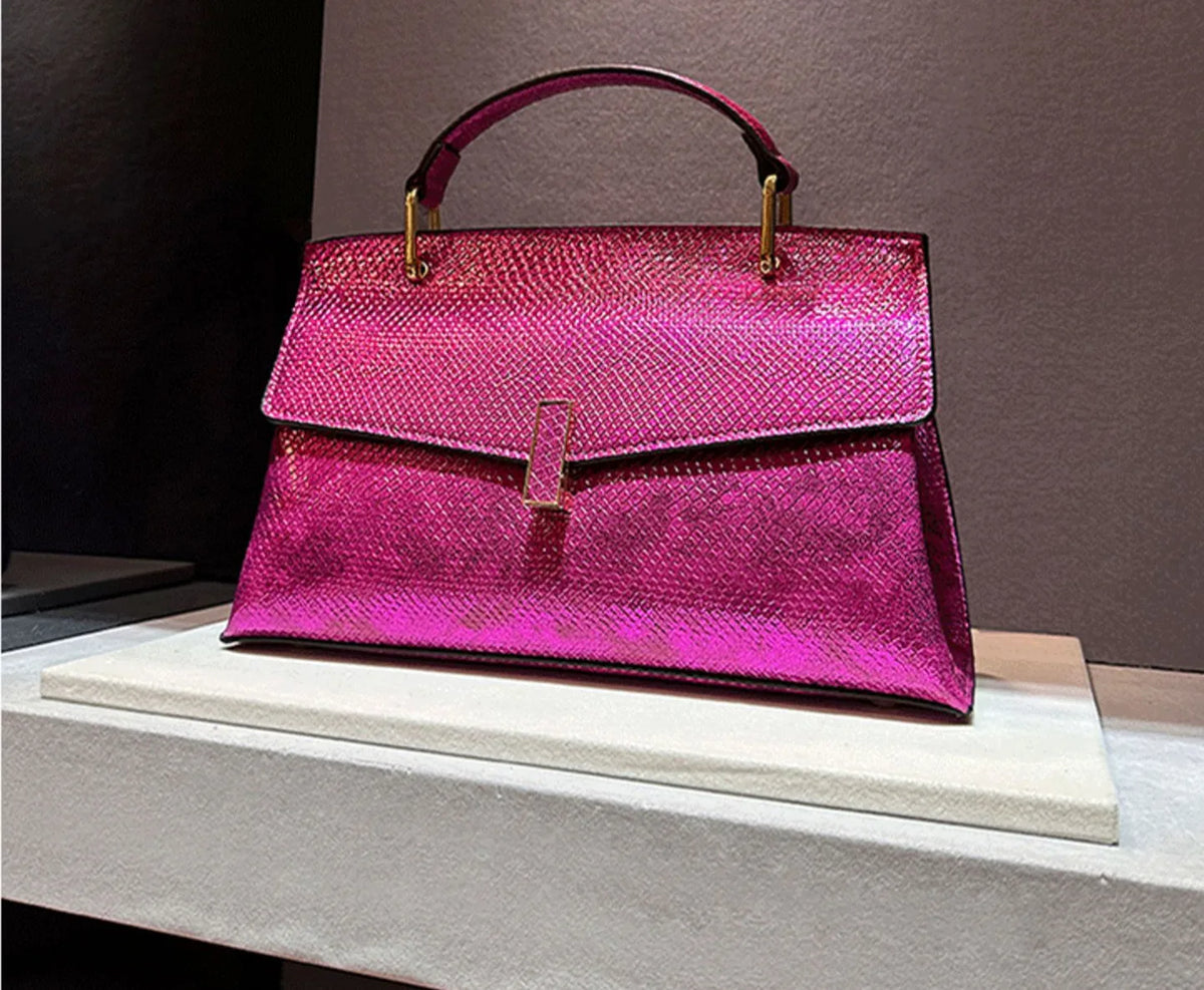 snake print PU top-handle tote bag