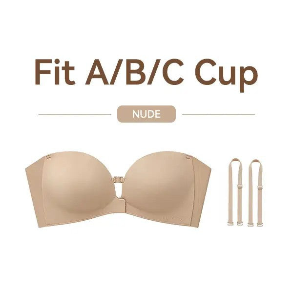 nude front-closure strapless bra