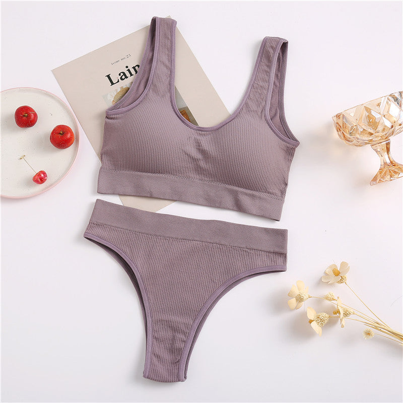 seamless wireless bra and briefs set