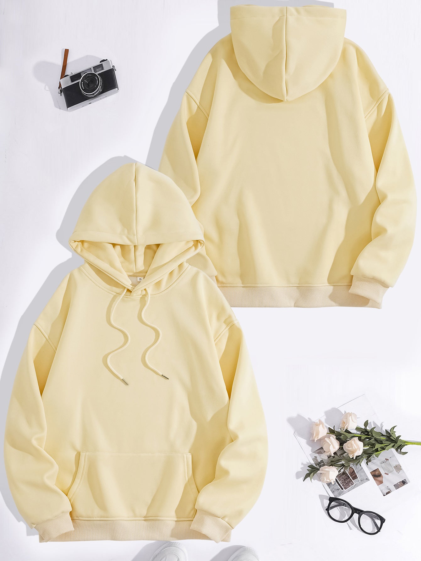 Kangaroo pocket hooded long sleeved fleece hoodie