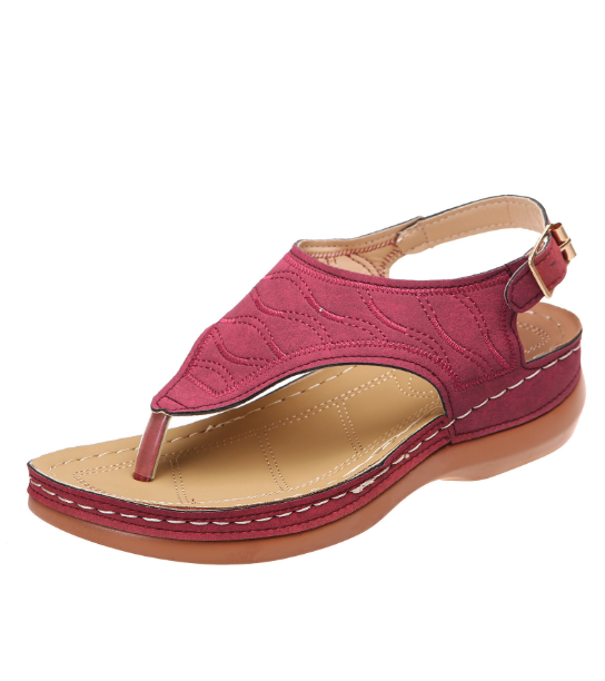 Roman Style One Word Buckle Women's Sandals 43 Large Size