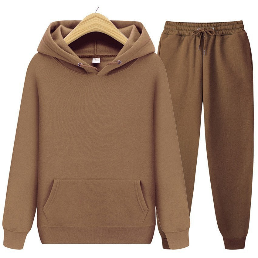 Men's solid-color hoodie and pants tracksuit