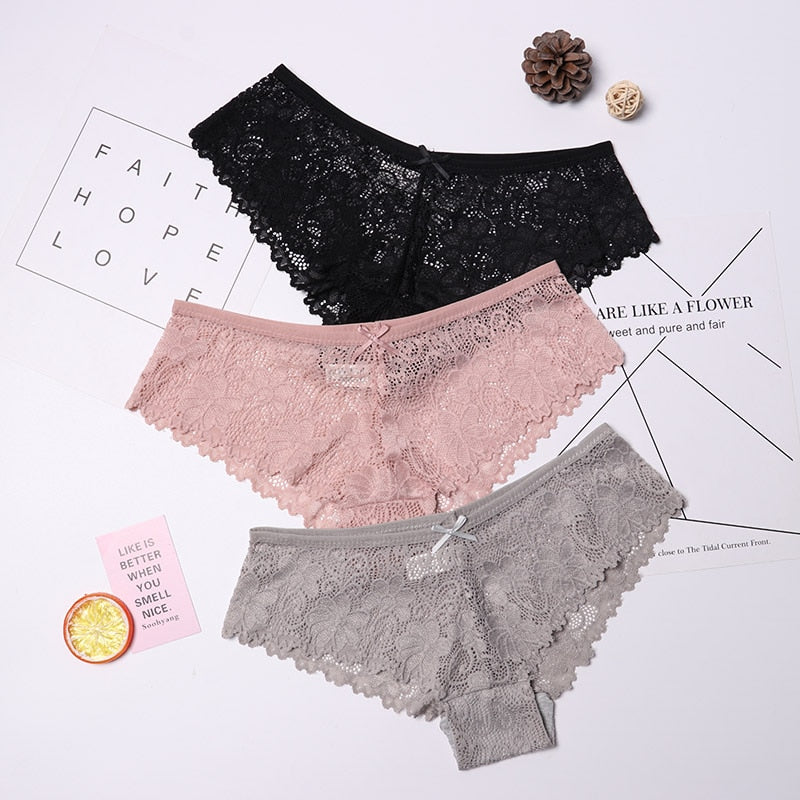 three-pack lace women's briefs