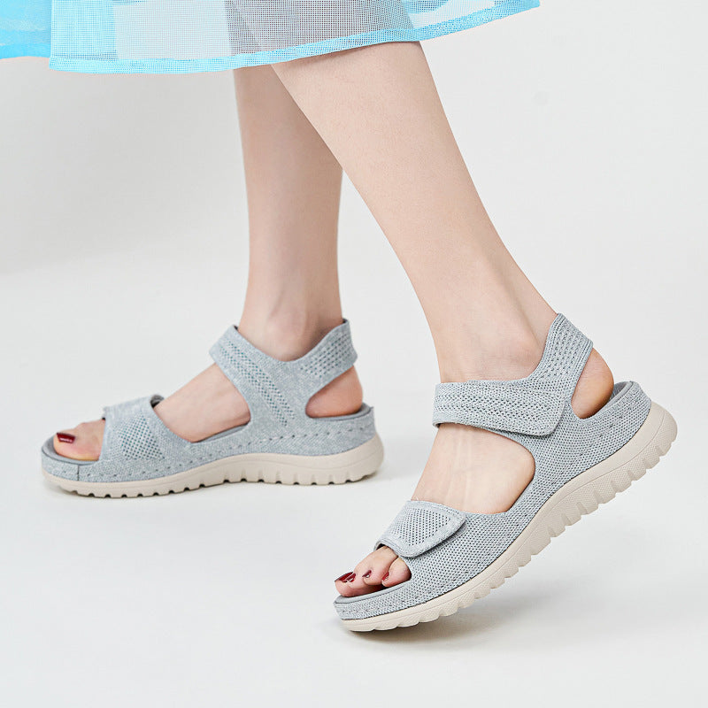 European and American sports and leisure sandals with Velcro hollow out beach thick sole women's
