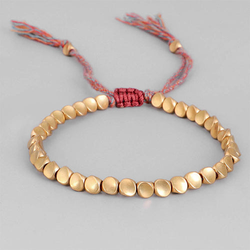 braided cotton bracelet with copper beads