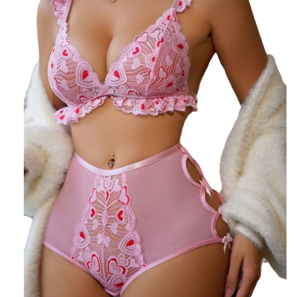 Ensemble Lingerie Dentelle Coeur ajouré