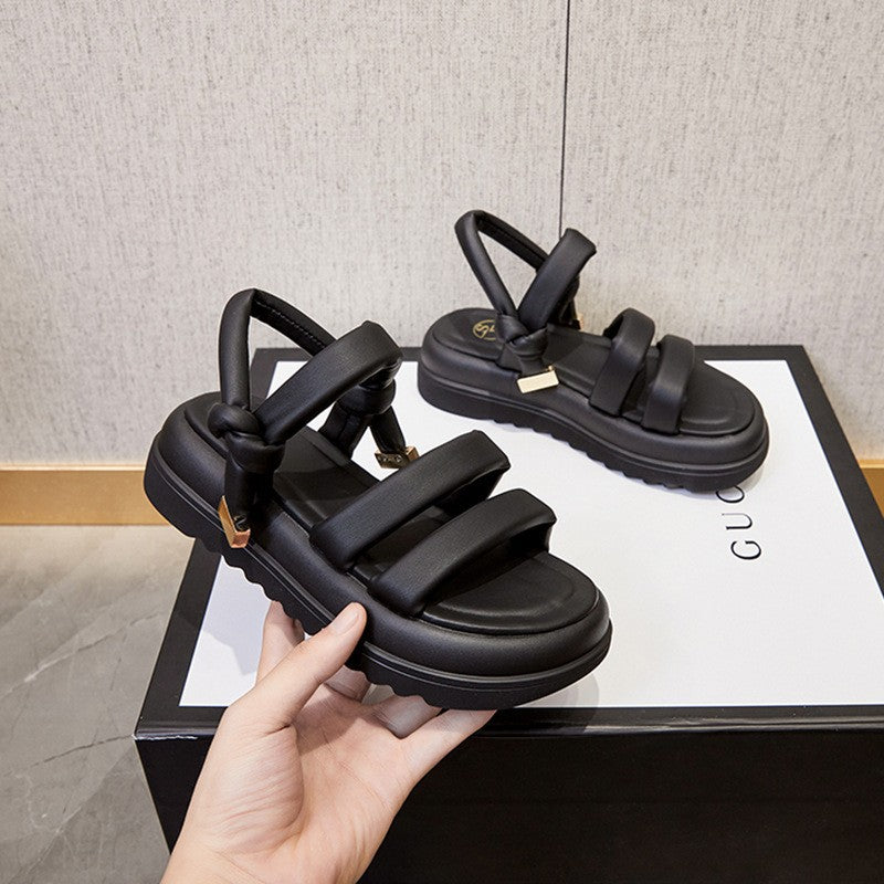 Summer New Sandals Women's Black Two-Wear Beach Shoes All-Match Outer Wear