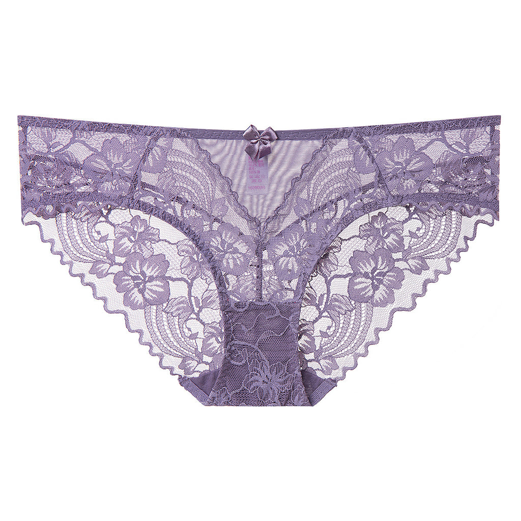 mid-waist floral lace triangle briefs