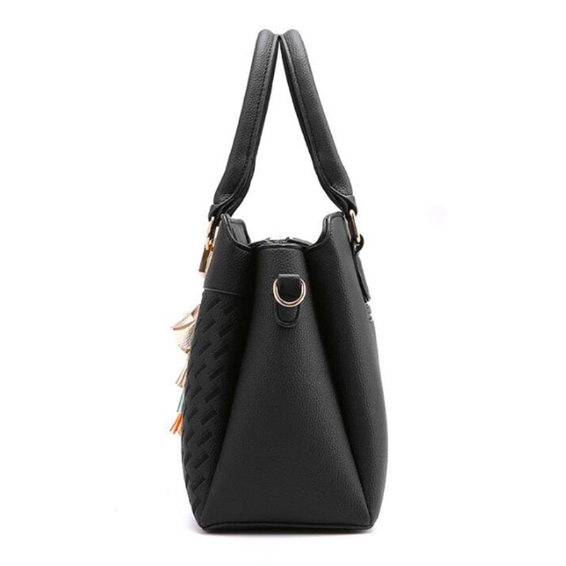 tassel pu top-handle shoulder bag