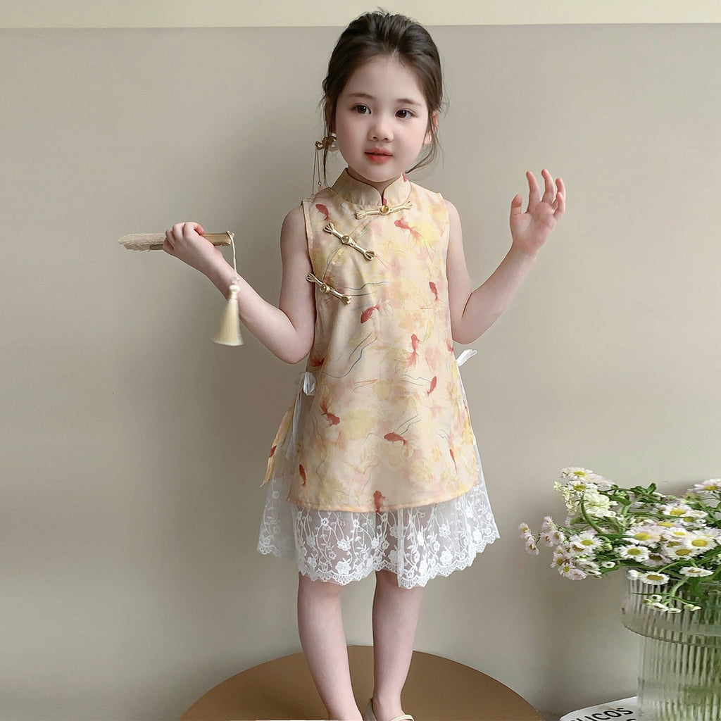 Girls' Cartoon Qipao Dress Tang Suit Kids Clothing