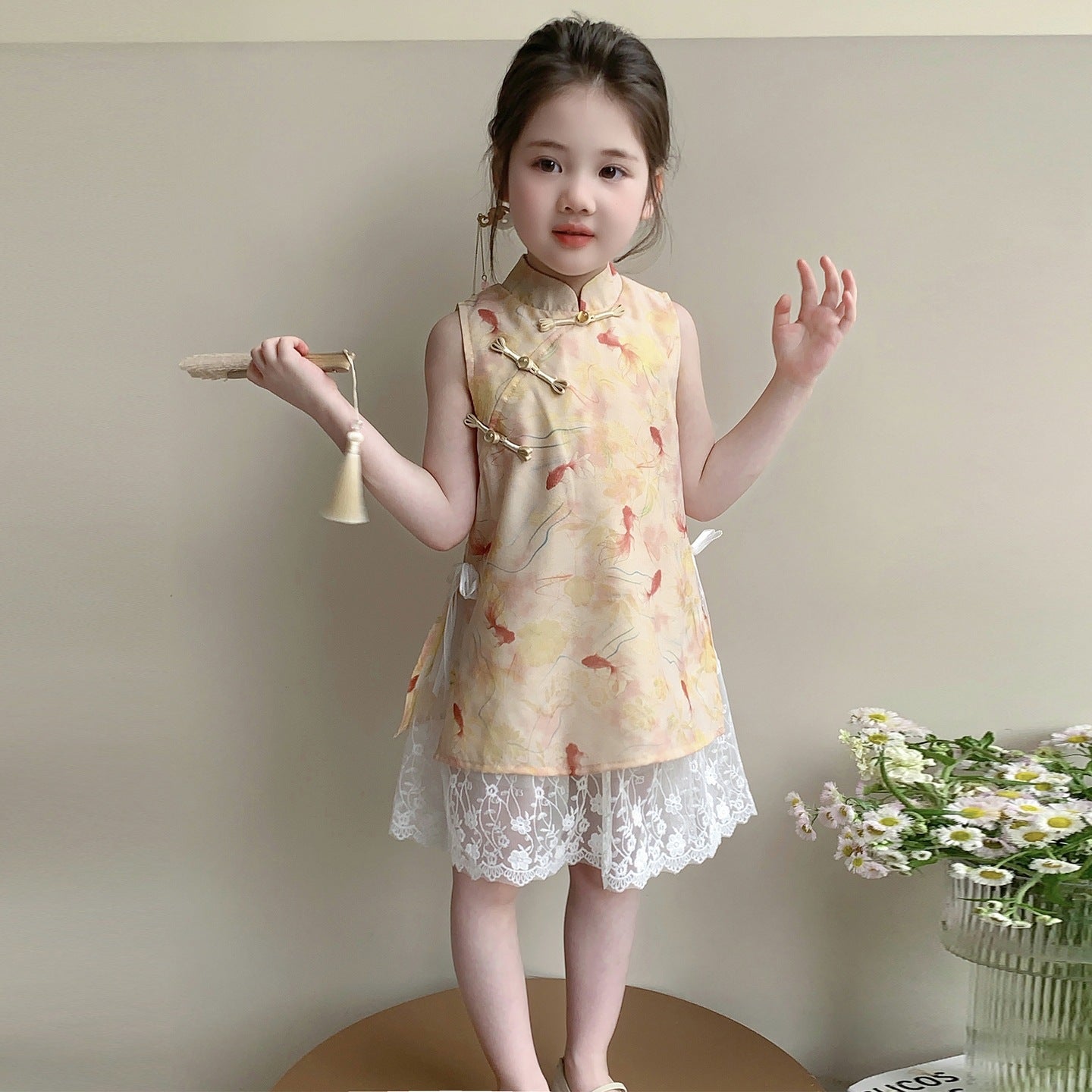 Girls' Cartoon Qipao Dress Tang Suit Kids Clothing