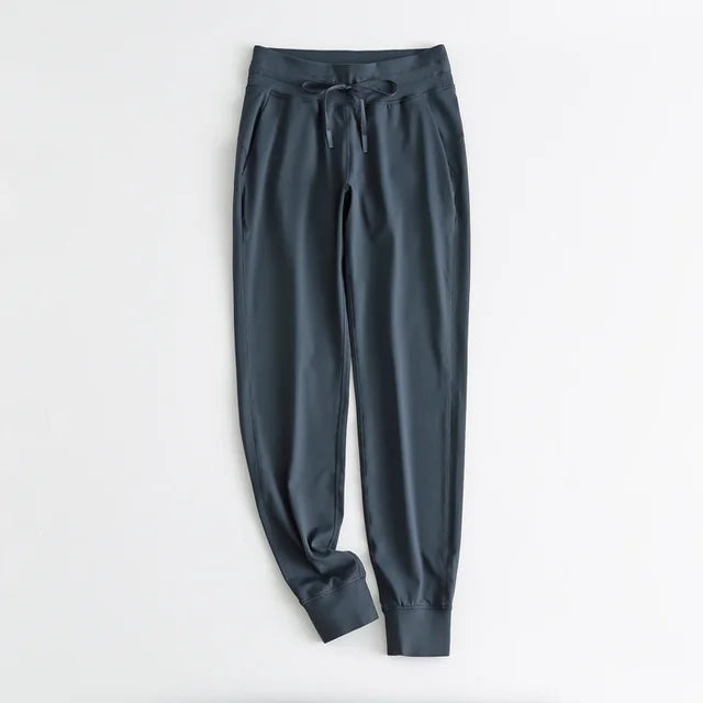 women's stretch workout joggers with drawstring and side pockets