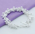 Women Fashion Sterling 925 Silver Jewelry 925 Solid Grape Bead Charm Chain Bracelets & Bangles For Gift