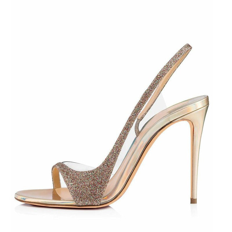 Fashion Sandals Gold Hollow Out Thin Heel For Women