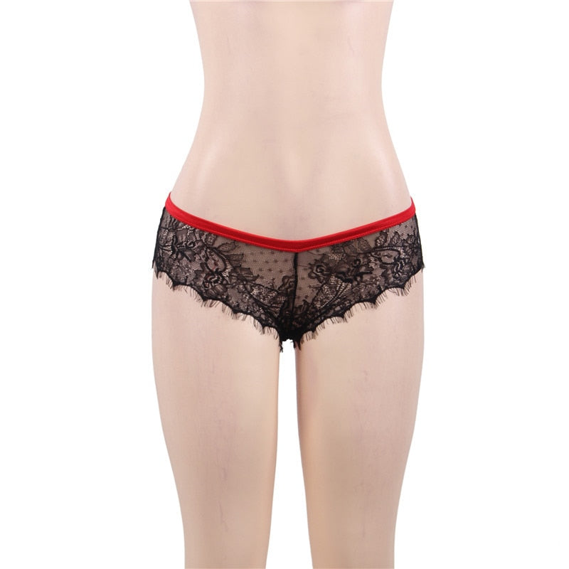 Florale Spitzen‑Slip mit offenem Rücken