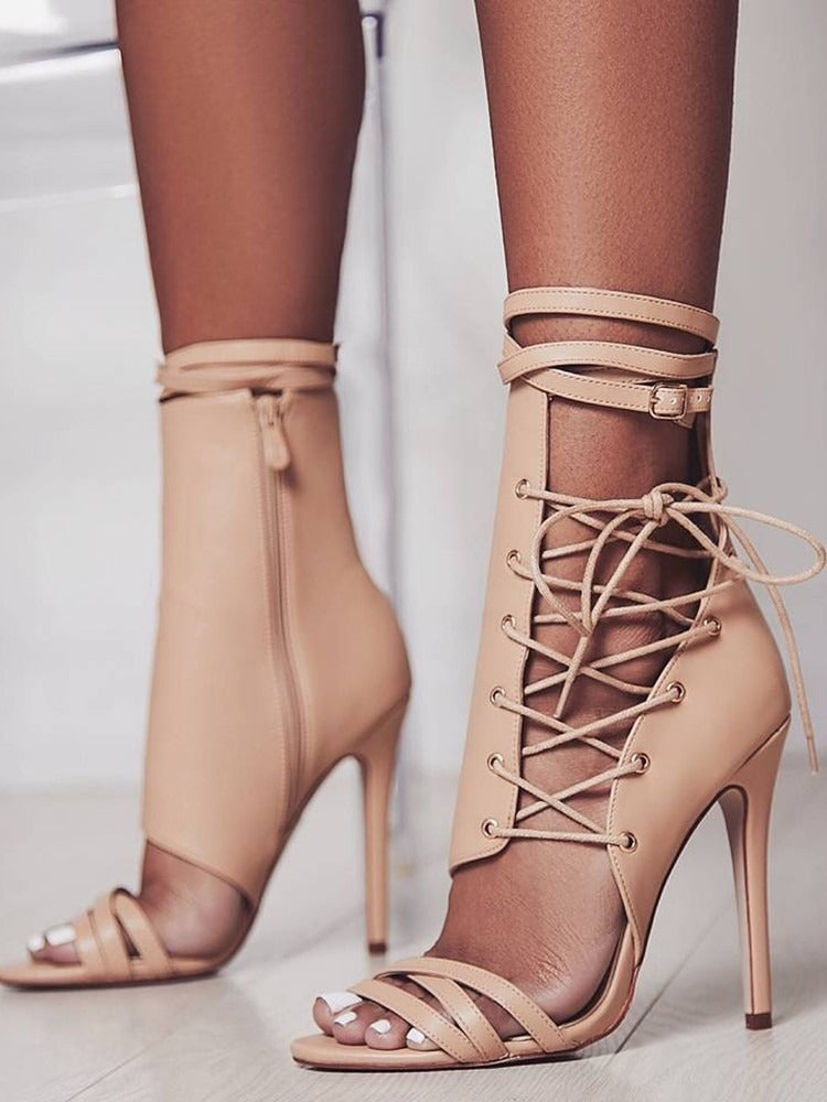 New high heel strap belt buckle sandals Roman shoes