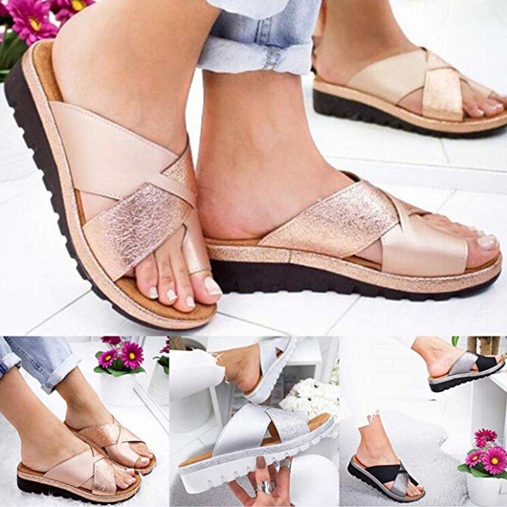 Large Size Sandals Women's Spring And Summer New Solid Color Slip-On