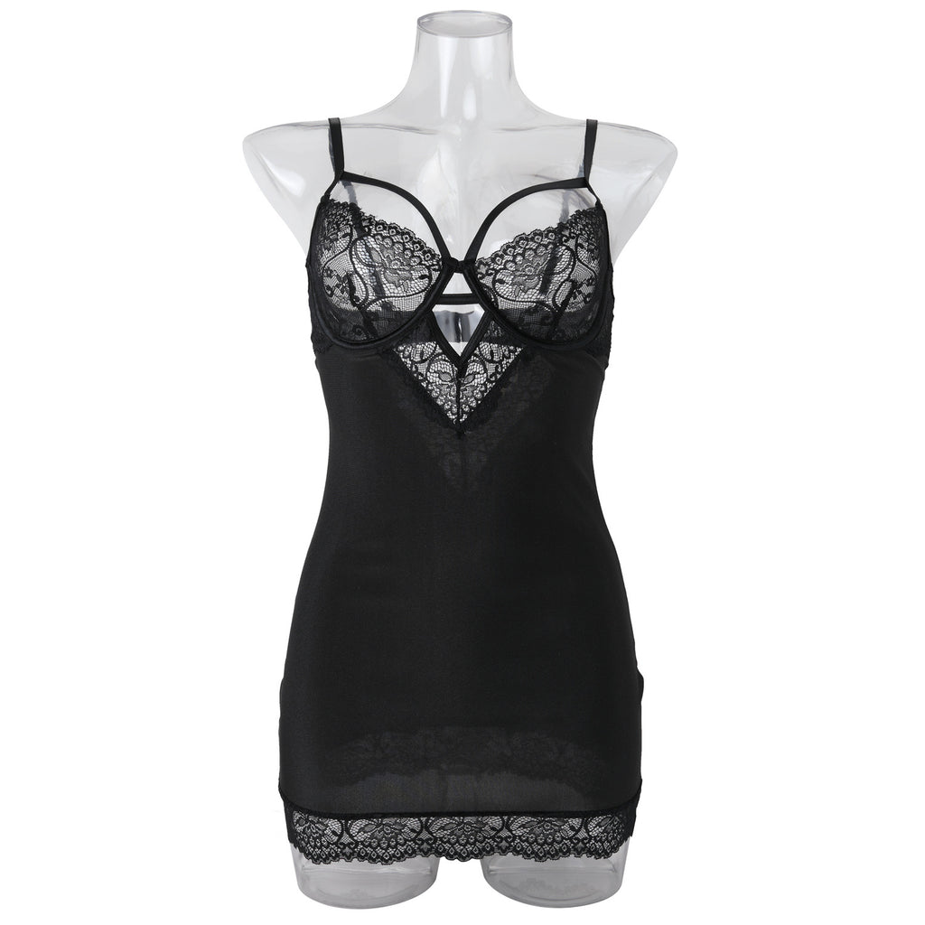 black lace suspender romper