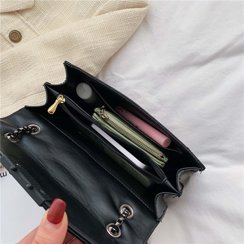 rivet chain PU crossbody bag