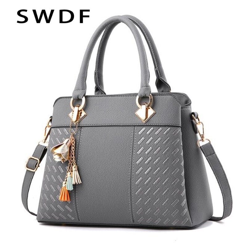 tassel pu top-handle shoulder bag