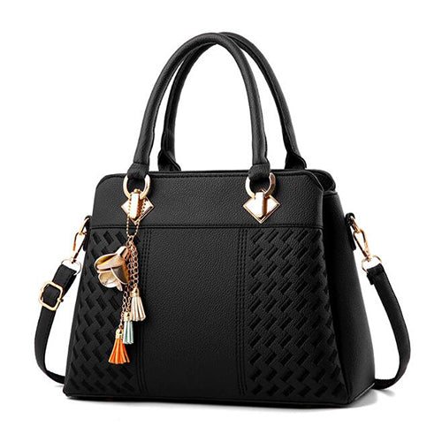 tassel pu top-handle shoulder bag