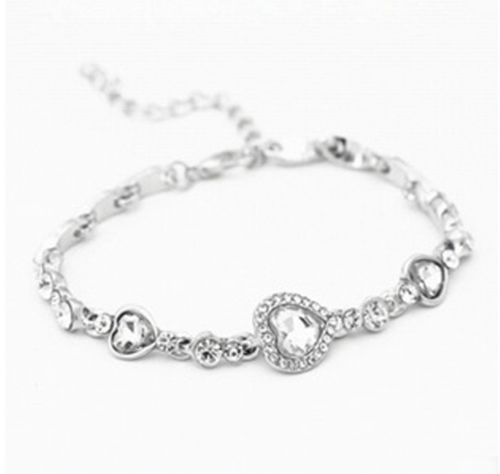 The New Listing Classic Ocean Heart Crystal Silver Fashion Bracelets Korean Jewelry Women's Gift Wholesale