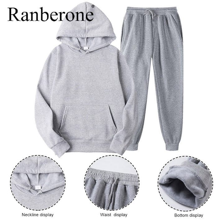 Solid Hooded Tracksuit Set