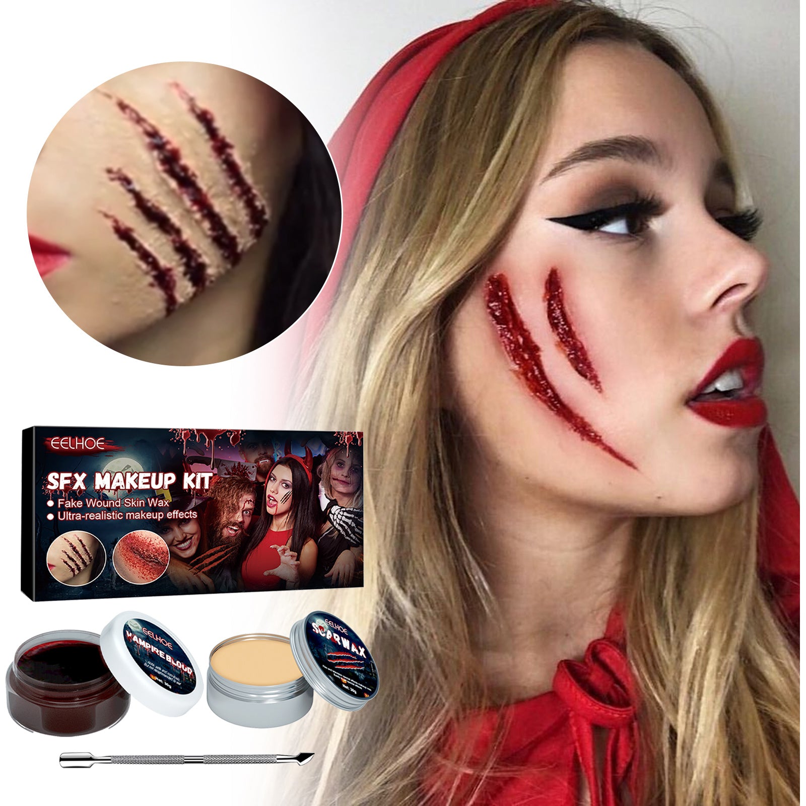 SFX Makeup Kit, Props Scar Scary Atmosphere Party Set.
