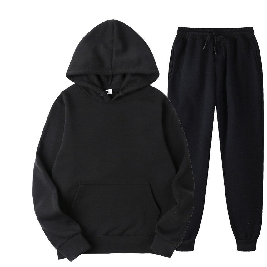 Men's solid-color hoodie and pants tracksuit