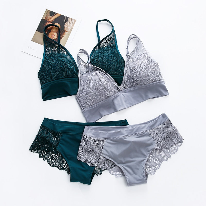jacquard wireless bra and brief set