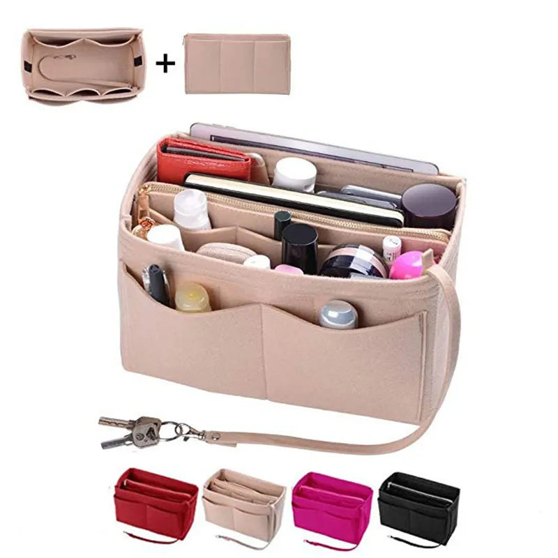 Multi pocket women's makeup bag toiletries storage bag.