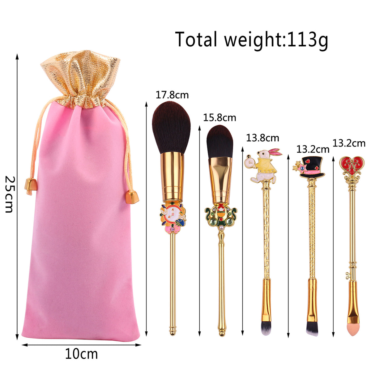 Conjunto Alice de 5 Pincéis com Bolsa