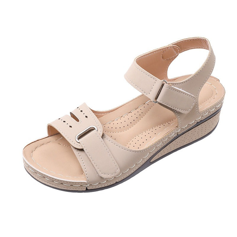 Type Sandals Womens Flat Bottom Velcro Fish Mouth Thick