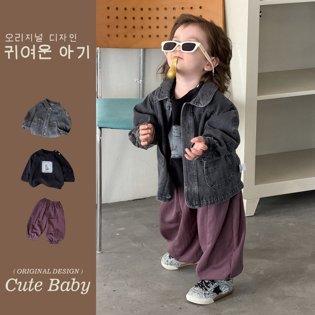Kids Denim T-Shirt with Lantern Pants Set Children's Clothing for Boys