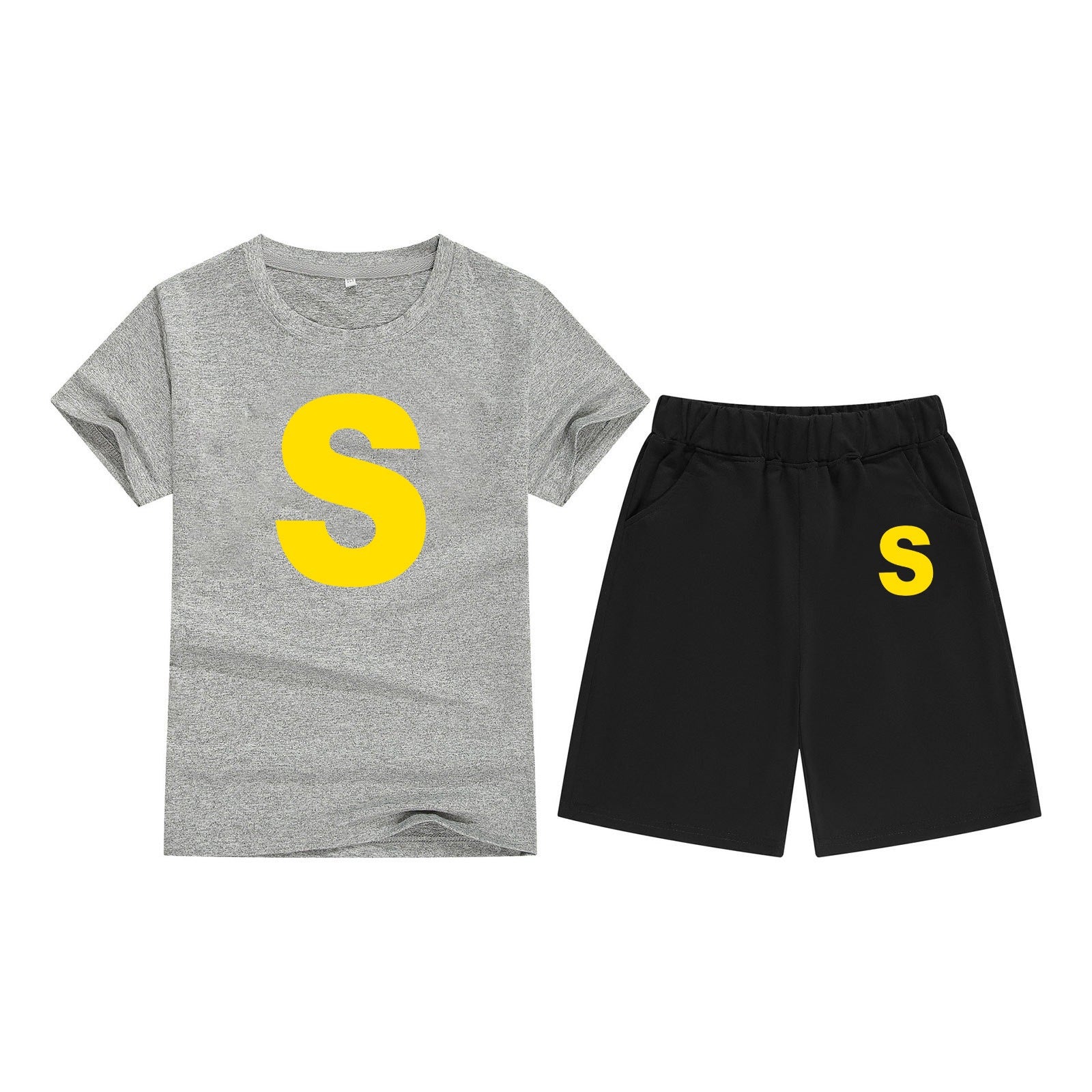 Cotton T-Shirt Short Sleeve Candy Color Comfortable Kids Round Neck Printed Pattern Embroidery Print-S