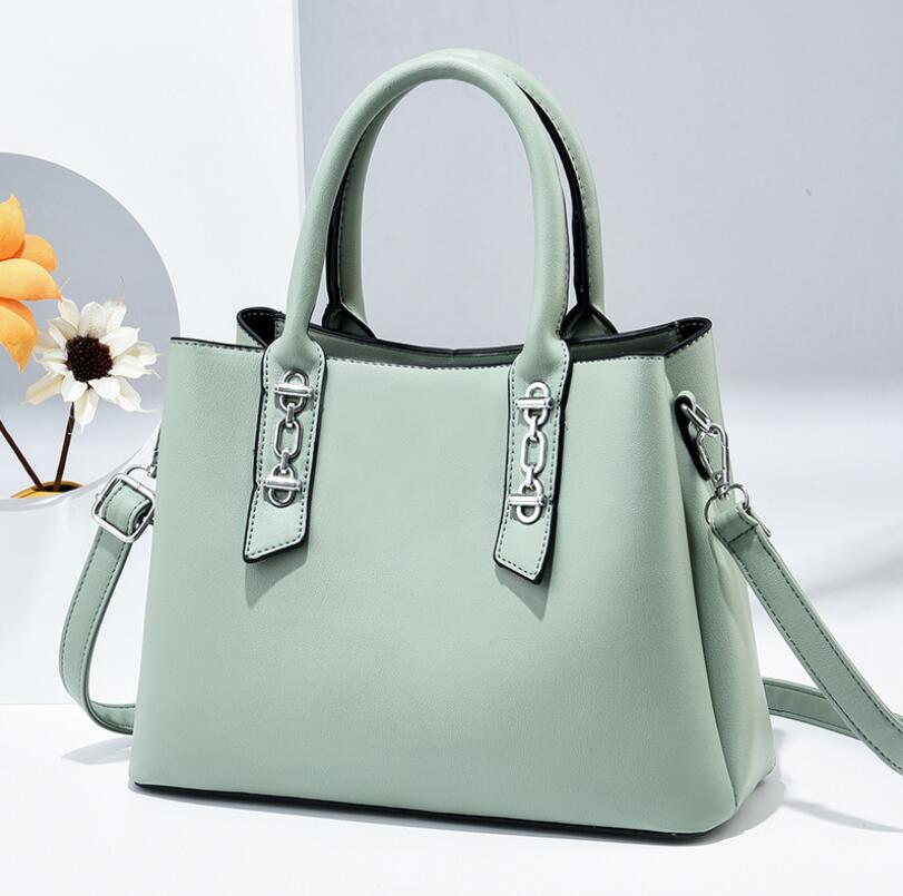 solid color PU crossbody tote bag