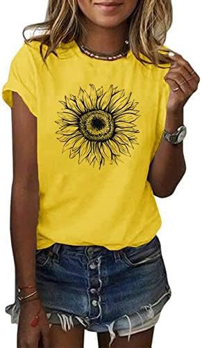Women's T-Shirt Short Sleeve Sunflower Pattern Loose Summer Top S M L