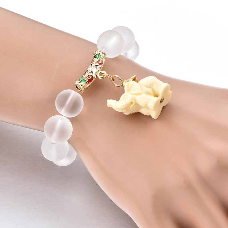 Natural opal beads bracelets crystal fashion women bracelet vintage stainless steel braceletes for