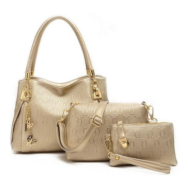 three-piece PU handbag, messenger bag and purse set