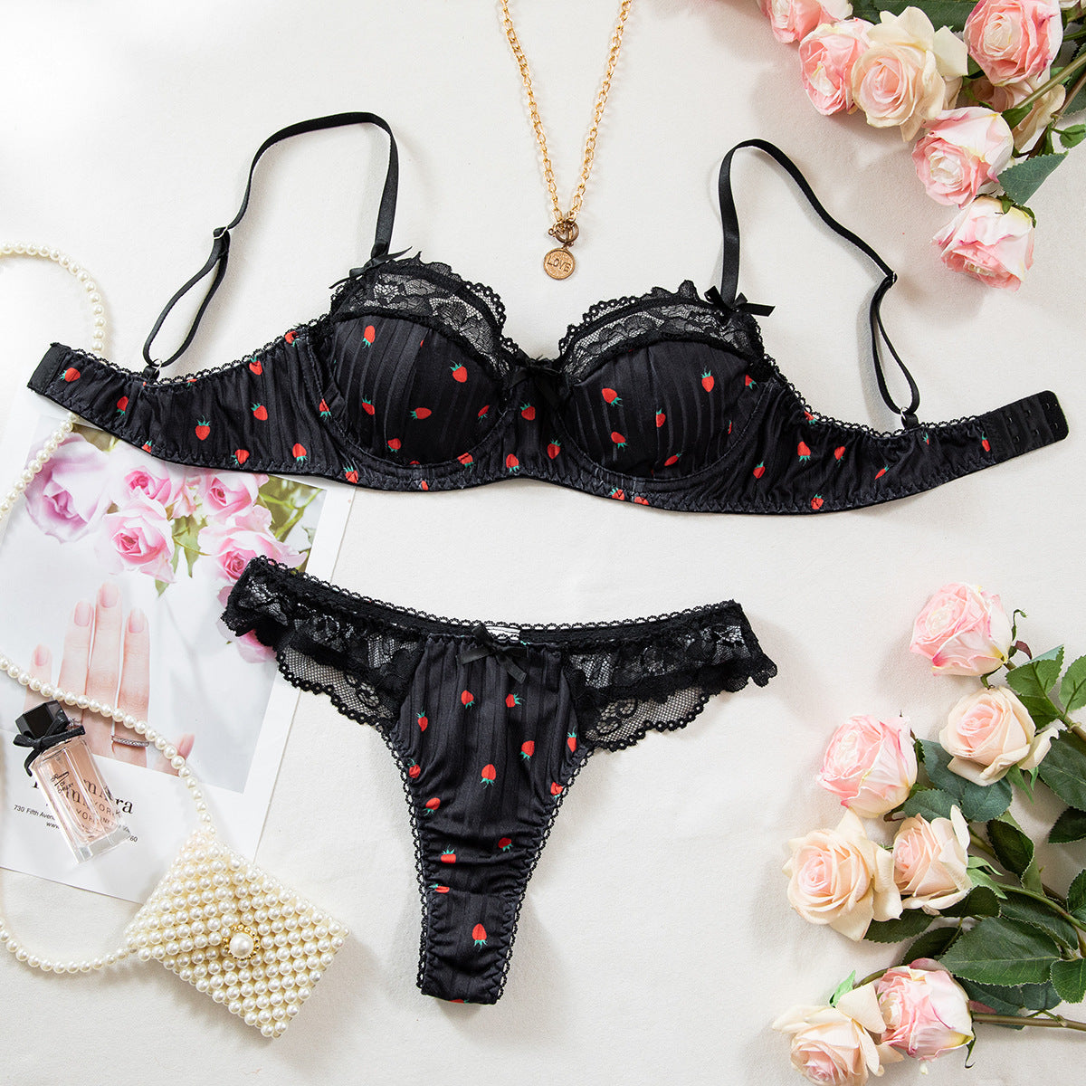 Ensemble Soutien-Gorge et Culotte Dentelle Fleurie