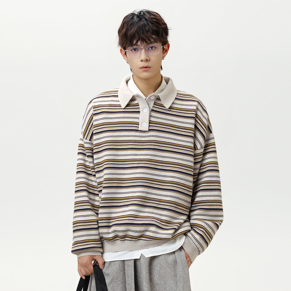 Striped collar sweater for men.