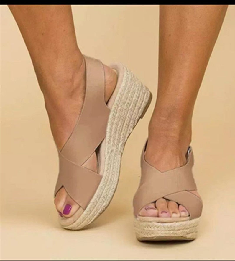 Women's Large Size Hemp Rope Sole Sandals