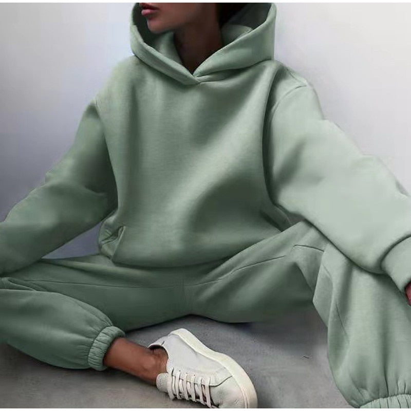 Oversized fleece hoodie and pants set