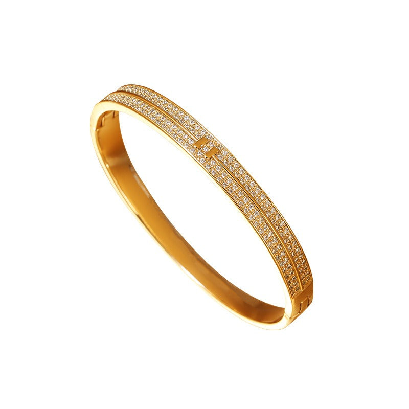 Hot selling copper micro inlaid jewelry supply, plated with real gold and zirconium bracelets, simple and personalized