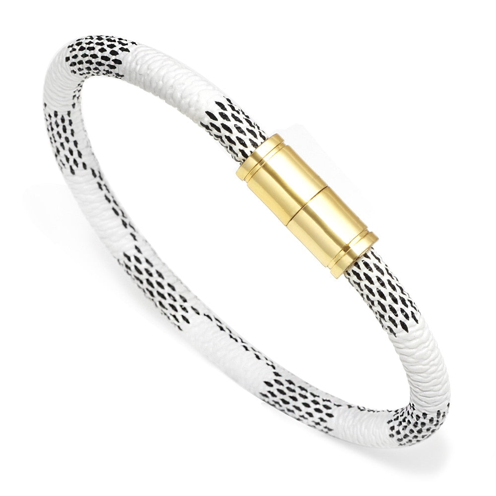 Leather Bracelets for Men and Women Jewelry Stainless Steel Magnetic Clasp