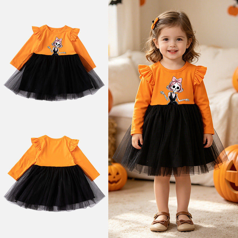 Halloween New Style Girls' Dress for Kids, Festival Party Costume Clothing