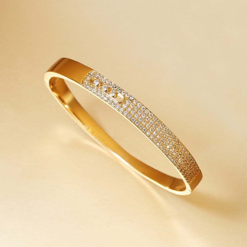 Hot selling copper micro inlaid jewelry supply, plated with real gold and zirconium bracelets, simple and personalized