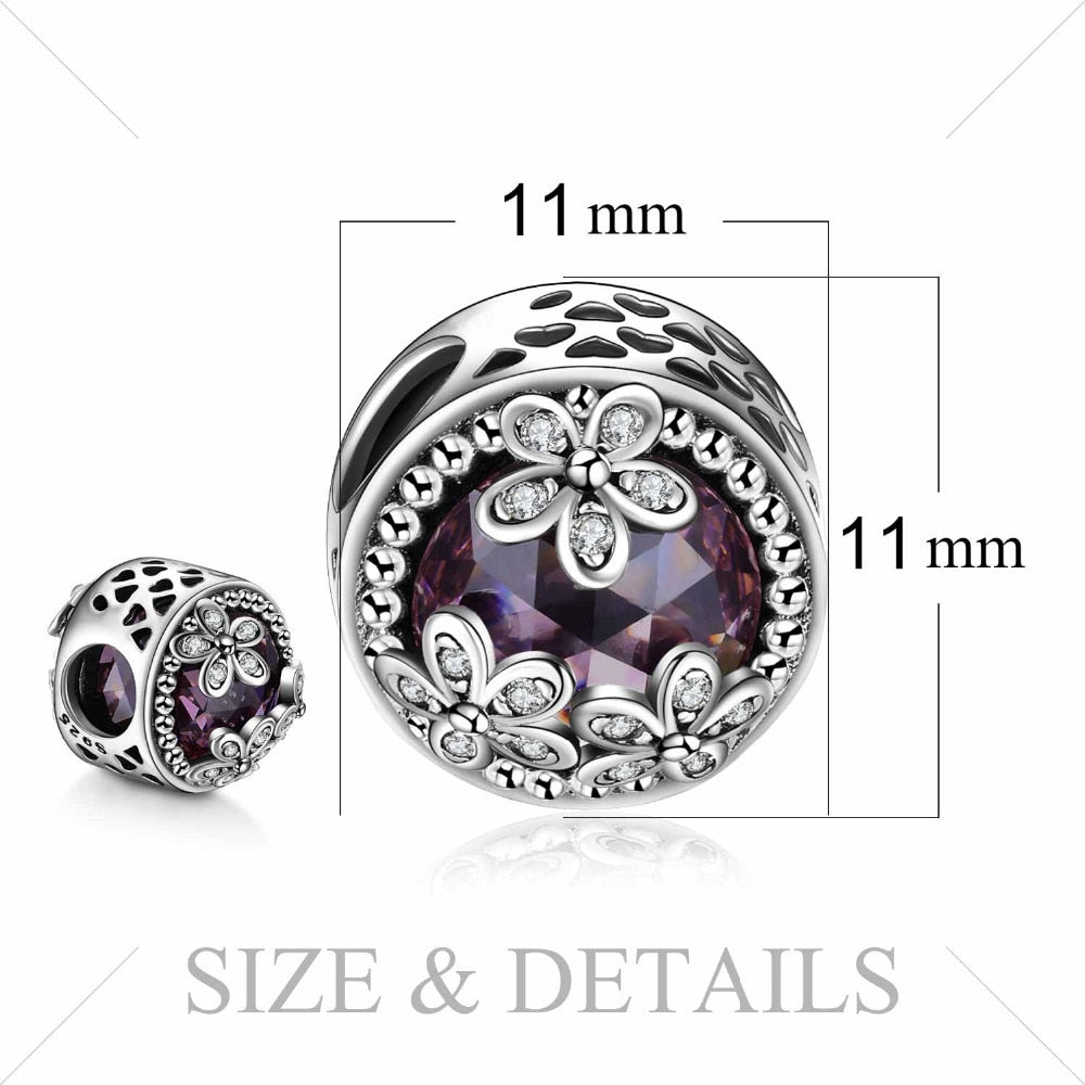 JewelryPalace Authentic 925 Sterling Silver Beads Cubic Zirconia Charms fit Bracelets Bangles Ladies Girls DIY Jewelry