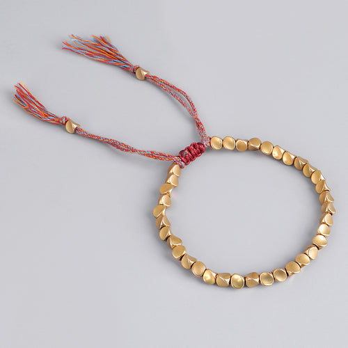 braided cotton bracelet with copper beads