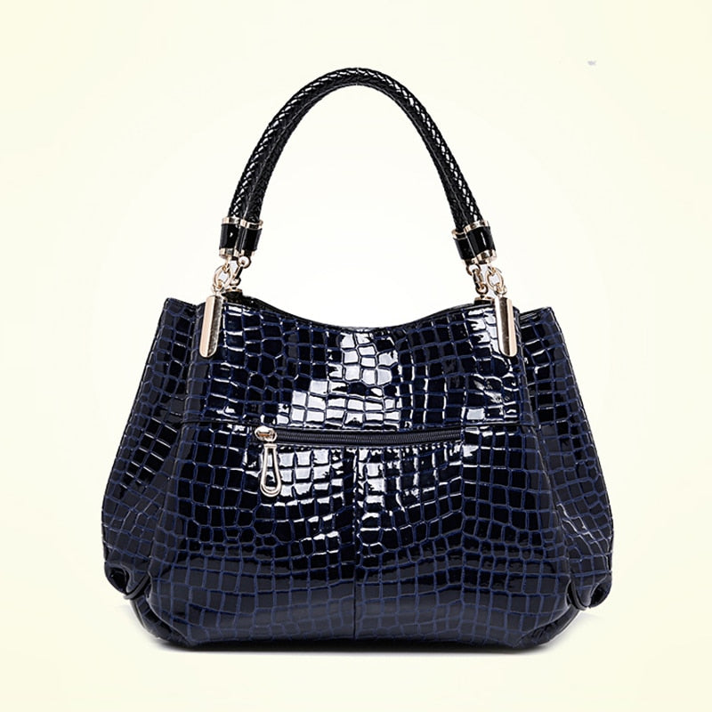 PU crocodile-pattern shoulder tote bag